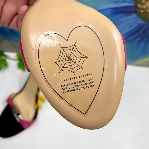 Charlotte Olympia Lets Dance Suede Heeled Sandals in Black Multi Size‎ 36.5 - Picture 13 of 14